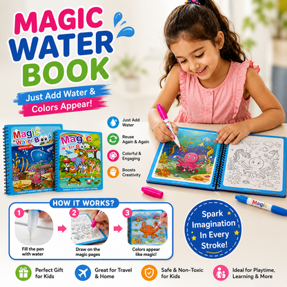 Magic Water Book for Kids – Reusable Coloring & Learning Book 🎨